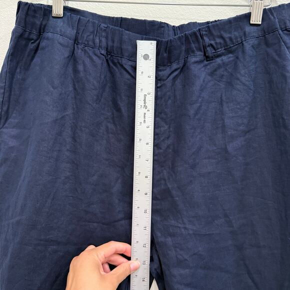 NWT Quince Women’s Large Navy Linen Pants Lightweight Summer Minimalist - Picture 6 of 9